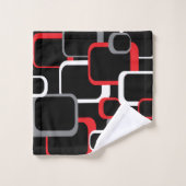 Retro Squares Red White Grey Black Achtergrond Bad Handdoek (Wasdoekje)