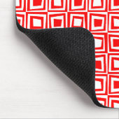 Retro Squares - Rood op wit Muismat (Hoek)