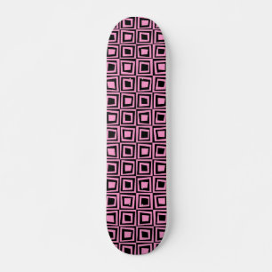 Retro Squares - Roze op zwart Persoonlijk Skateboard