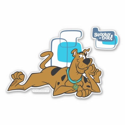 Retro Squares Scooby-Doo neer Sticker (Voorkant)