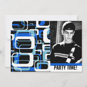 Retro Squares Teen Boy Party Celebration Kaart