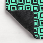 Retro Squares - Turquoise op Black Muismat (Hoek)