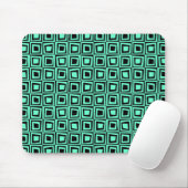 Retro Squares - Turquoise op Black Muismat (Met muis)