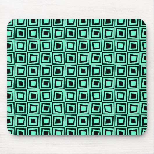 Retro Squares - Turquoise op Black Muismat (Voorkant)