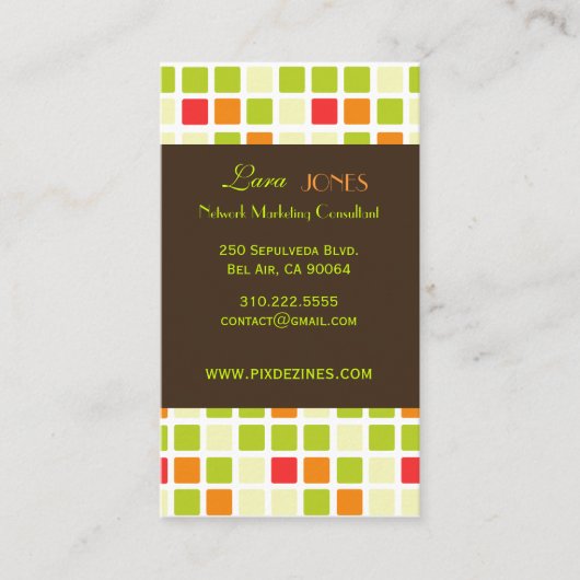 Retro Squares Visitekaartje dark chocola accent (Voorkant)