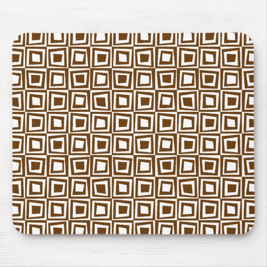Retro Squares - Walnut on White Muismat (Voorkant)