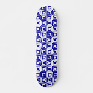 Retro Squares - zwart op donkerblauw Skateboard