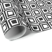 Retro Squares - Zwart op wit Cadeaupapier (Rol Hoek)