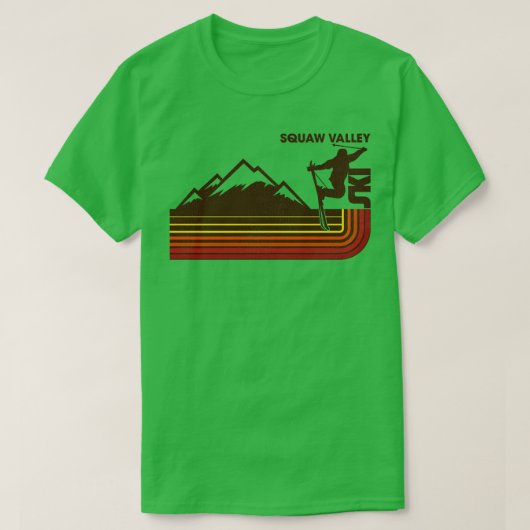 Retro Squaw Valley 70s80s Stijl Skigebied T-shirt (Design voorkant)