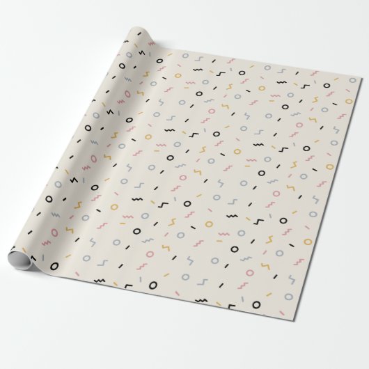 Retro Squiggle Patroon Cadeaupapier (Uitgerold)