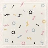 Retro Squiggle Patroon Glazen Onderzetter (Voorkant)