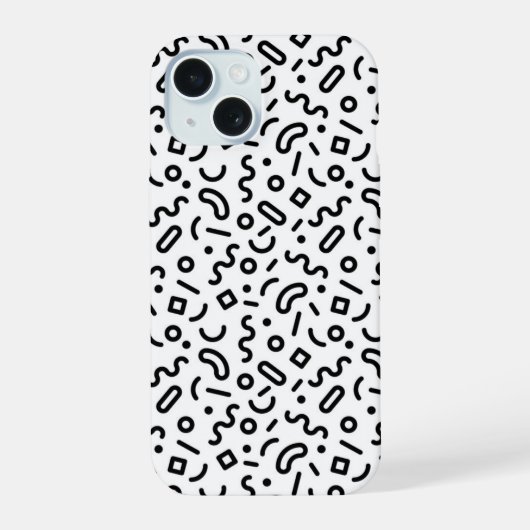 Retro Squiggle Patroon iPhone 15 Case (Achterkant)