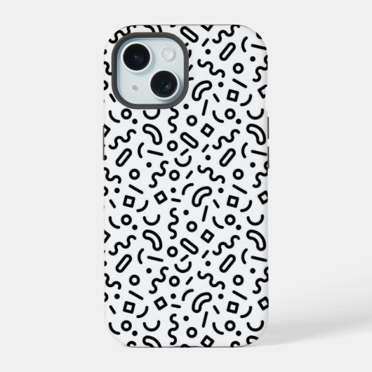 Retro Squiggle Patroon iPhone 15 Case (Achterkant)