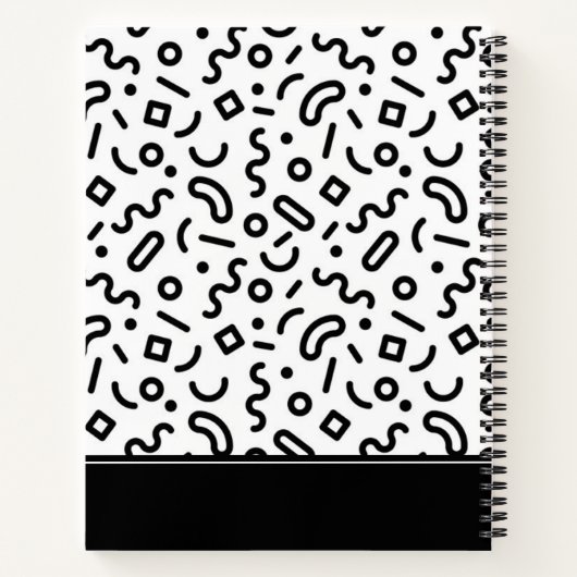 Retro Squiggle Patroon | Jouw namen toevoegen Notitieboek (Achterkant)