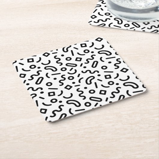 Retro Squiggle Patroon Kartonnen Onderzetters (Schuin)