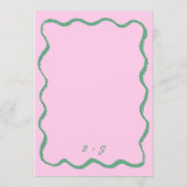 Retro Squiggle Roze en Groen Handgeschreven Bruilo Menu (Achterkant)