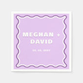 Retro Squiggle Wavy Curve Paars Weddenschap Servet (Voorkant)