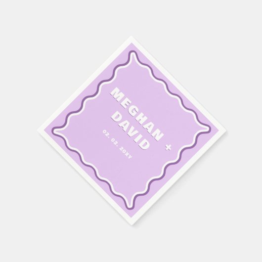 Retro Squiggle Wavy Curve Paars Weddenschap Servet (Hoek)