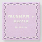 Retro Squiggle Wavy Curve Paars Weddenschap Stenen Onderzetter (Voorkant)