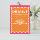 Retro Squiggle Wavy Curve Pink Oranje Weddenschap Informatiekaartje (Staand voorkant)
