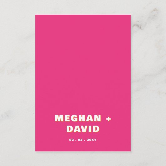 Retro Squiggle Wavy Curve Pink Oranje Weddenschap Informatiekaartje (Achterkant)