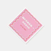 Retro Squiggle Wavy Curve Pink Red Weddenschap Servet (Hoek)