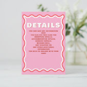 Retro Squiggle Wavy Curve Red Oranje Weddenschap Informatiekaartje (Staand voorkant)