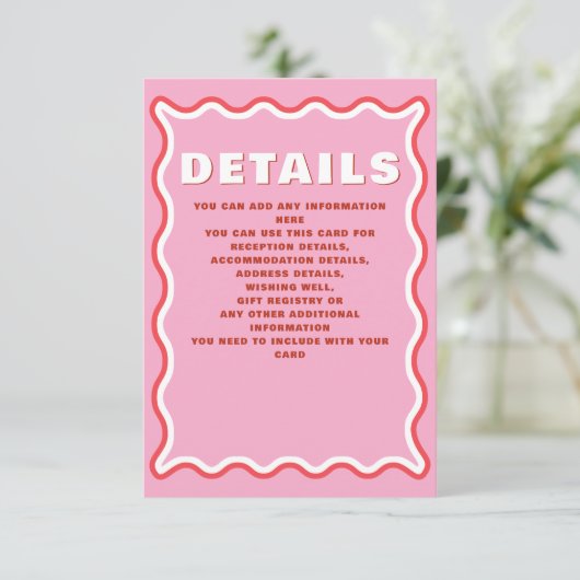 Retro Squiggle Wavy Curve Red Oranje Weddenschap Informatiekaartje (Staand voorkant)