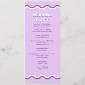 Retro Squiggle Wavy Paars Wedding Programmakaart (Achterkant)