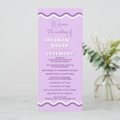 Retro Squiggle Wavy Paars Wedding Programmakaart (Staand voorkant)