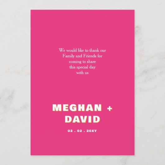 Retro Squiggle Wavy Pink Oranje Weddenschap Menu (Achterkant)