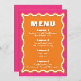 Retro Squiggle Wavy Pink Oranje Weddenschap Menu
