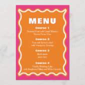 Retro Squiggle Wavy Pink Oranje Weddenschap Menu (Voorkant)