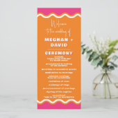 Retro Squiggle Wavy Pink Oranje Weddenschap Programmakaart (Staand voorkant)