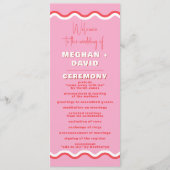 Retro Squiggle Wavy Pink Red Weddenschap Programmakaart (Voorkant)