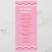 Retro Squiggle Wavy Pink Red Weddenschap Programmakaart (Achterkant)