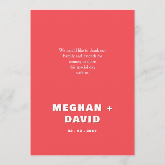 Retro Squiggle Wavy Pink Red Weduwmenu Menu (Achterkant)