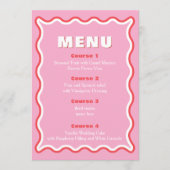 Retro Squiggle Wavy Pink Red Weduwmenu Menu (Voorkant)