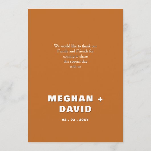 Retro Squiggle Wavy Terracotta Wedding Menu (Achterkant)