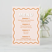 Retro Squiggle Wavy Terracotta Wedding Menu (Staand voorkant)