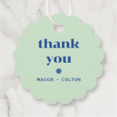 Retro Squiggle Weddenschap Monogram Bedankjes Labels (Achterkant)