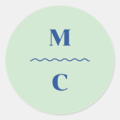 Retro Squiggle Weddenschap Monogram Ronde Sticker (Voorkant)