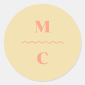 Retro Squiggle Weddenschap Monogram Ronde Sticker (Voorkant)
