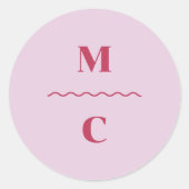 Retro Squiggle Weddenschap Monogram Ronde Sticker (Voorkant)