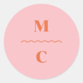 Retro Squiggle Weddenschap Monogram Ronde Sticker (Voorkant)