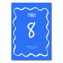 Retro Squiggle Whimsical Kobalt Blauwe Bruiloft Kaart