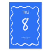 Retro Squiggle Whimsical Kobalt Blauwe Bruiloft Kaart (Voorkant)