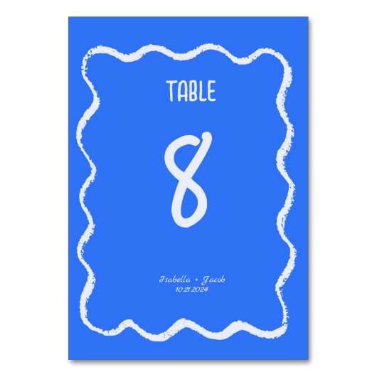 Retro Squiggle Whimsical Kobalt Blauwe Bruiloft Kaart (Voorkant)