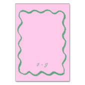 Retro Squiggle Whimsical Roze en Groene Bruiloft Kaart (Achterkant)