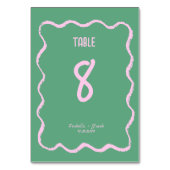 Retro Squiggle Whimsical Roze en Groene Bruiloft Kaart (Voorkant)